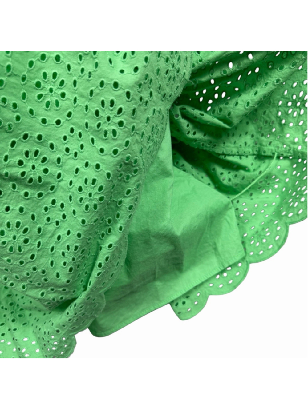 Lilly Pulitzer Eyelet Dress Green Smocked Ruffle Summer Boho Size Women's Size 4 - Picture 7 of 10